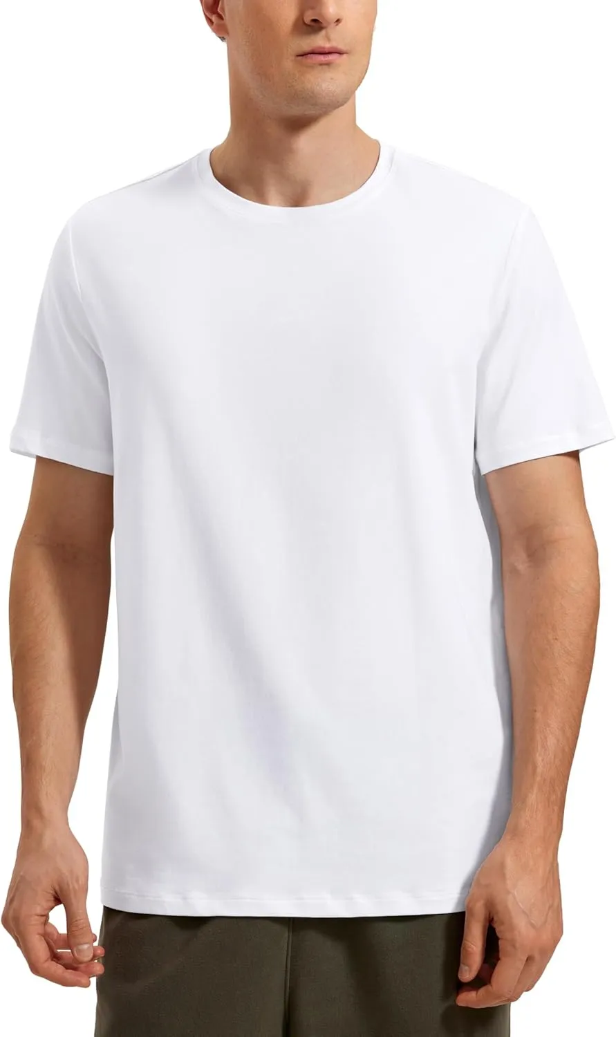 CRZ YOGA Mens Pima Cotton T-Shirts Short Sleeve Crew Neck Casual Shirts Breathable Workout Daily Tee Tops