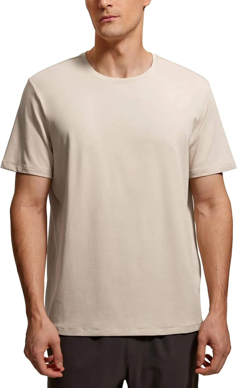 CRZ YOGA Mens Pima Cotton T-Shirts Short Sleeve Crew Neck Casual Shirts Breathable Workout Daily Tee Tops
