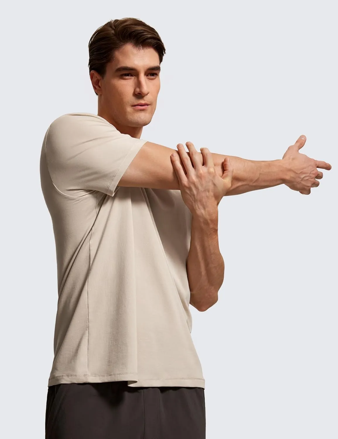 CRZ YOGA Mens Pima Cotton T-Shirts Short Sleeve Crew Neck Casual Shirts Breathable Workout Daily Tee Tops