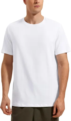 CRZ YOGA Mens Pima Cotton T-Shirts Short Sleeve Crew Neck Casual Shirts Breathable Workout Daily Tee Tops