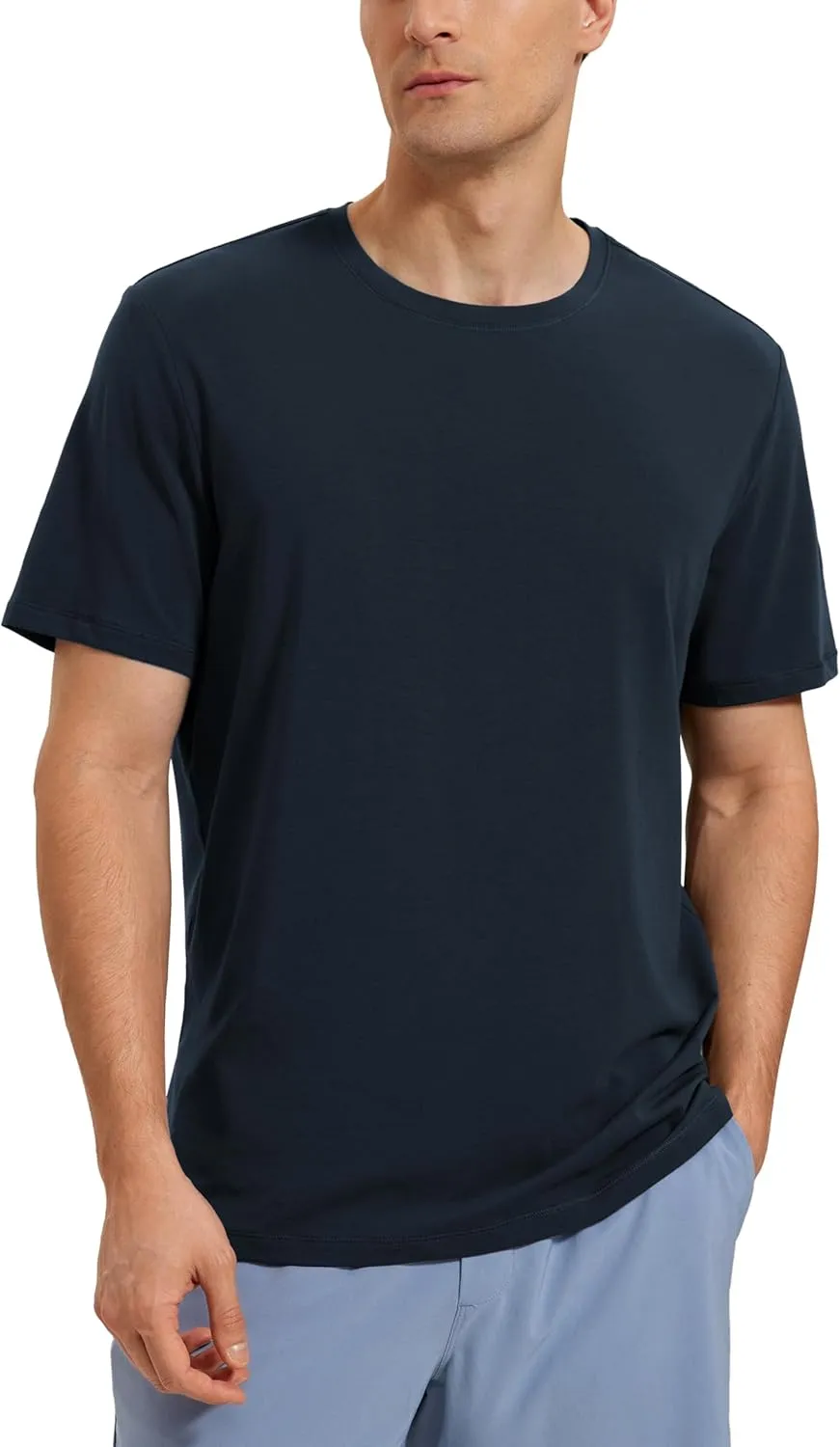 CRZ YOGA Mens Pima Cotton T-Shirts Short Sleeve Crew Neck Casual Shirts Breathable Workout Daily Tee Tops
