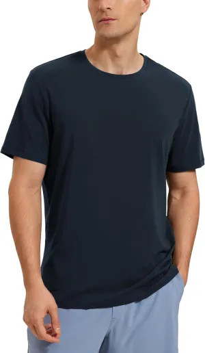CRZ YOGA Mens Pima Cotton T-Shirts Short Sleeve Crew Neck Casual Shirts Breathable Workout Daily Tee Tops