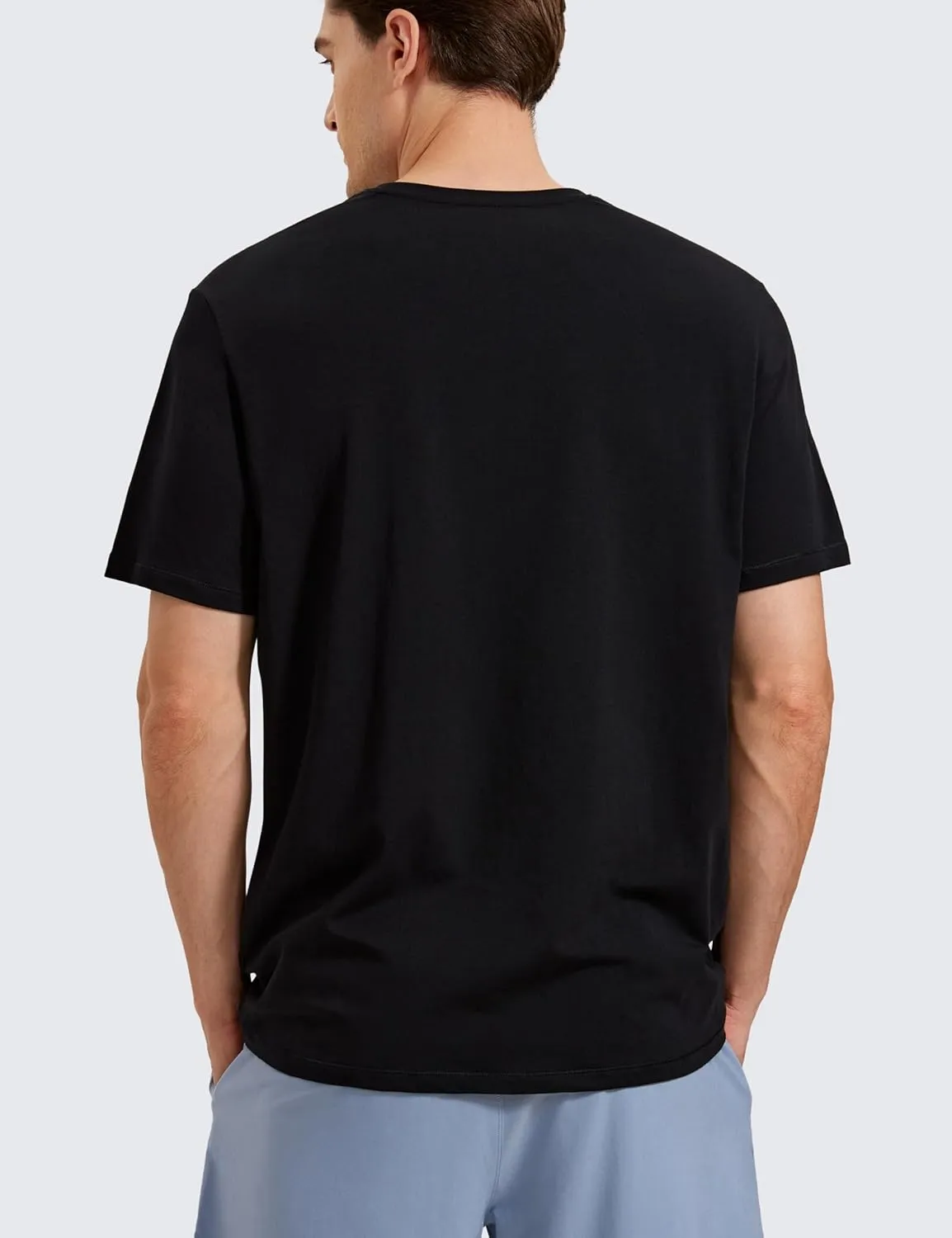 CRZ YOGA Mens Pima Cotton T-Shirts Short Sleeve Crew Neck Casual Shirts Breathable Workout Daily Tee Tops