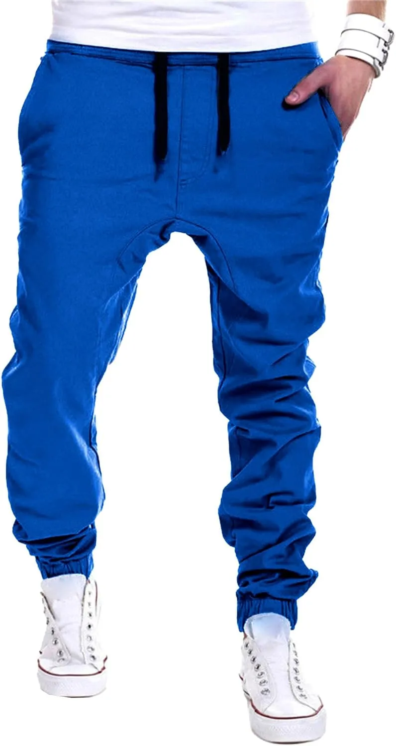 DGHM-JLMY Mens Slim Fit Joggers Tapered Joggers Drawstring Hiking Chino Pants Elastic Waist Cotton Casual Pants with Pockets