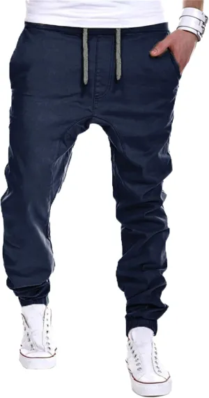 DGHM-JLMY Mens Slim Fit Joggers Tapered Joggers Drawstring Hiking Chino Pants Elastic Waist Cotton Casual Pants with Pockets