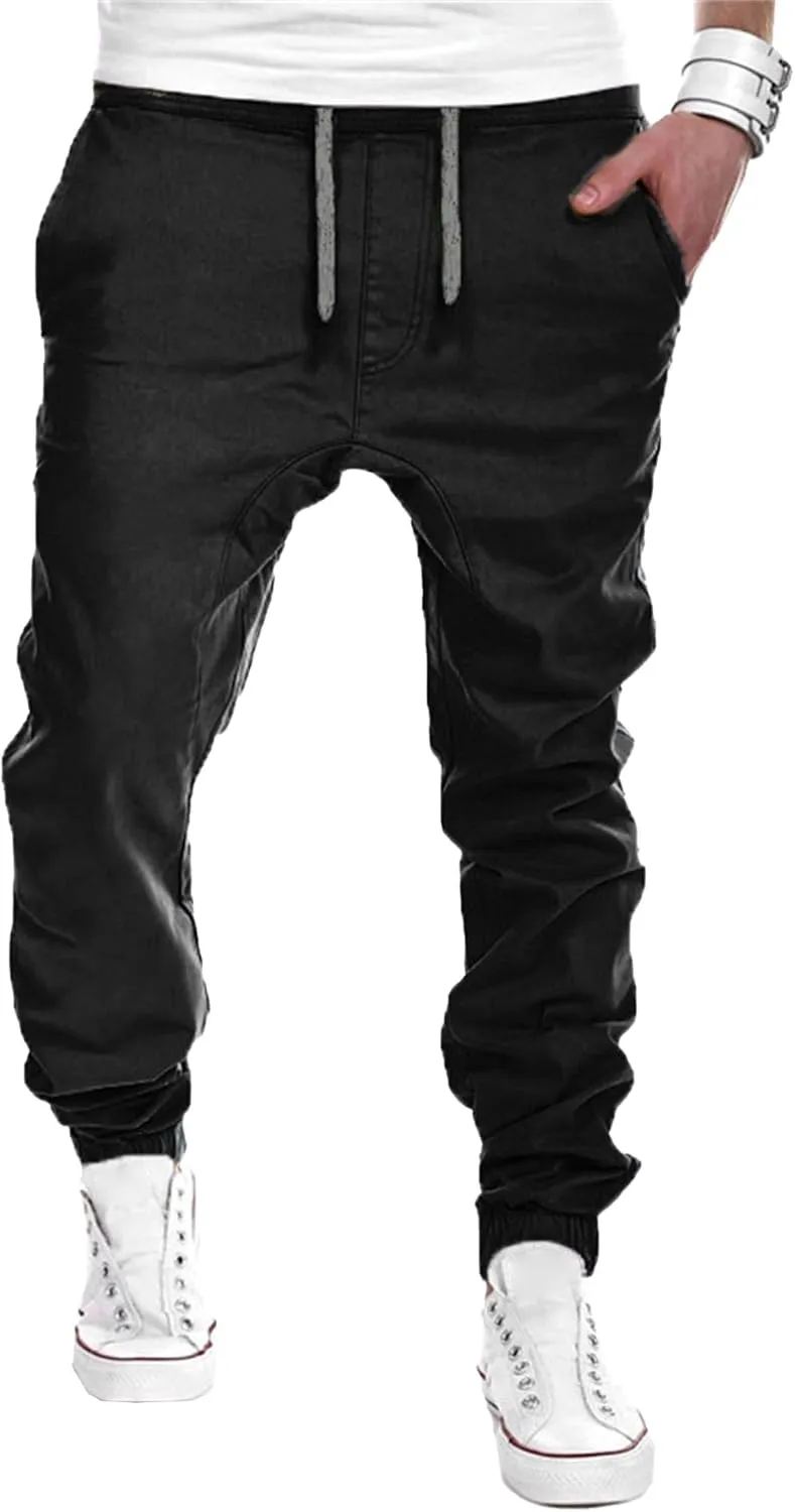 DGHM-JLMY Mens Slim Fit Joggers Tapered Joggers Drawstring Hiking Chino Pants Elastic Waist Cotton Casual Pants with Pockets