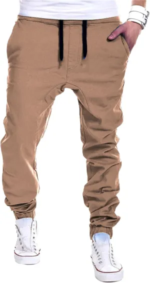 DGHM-JLMY Mens Slim Fit Joggers Tapered Joggers Drawstring Hiking Chino Pants Elastic Waist Cotton Casual Pants with Pockets