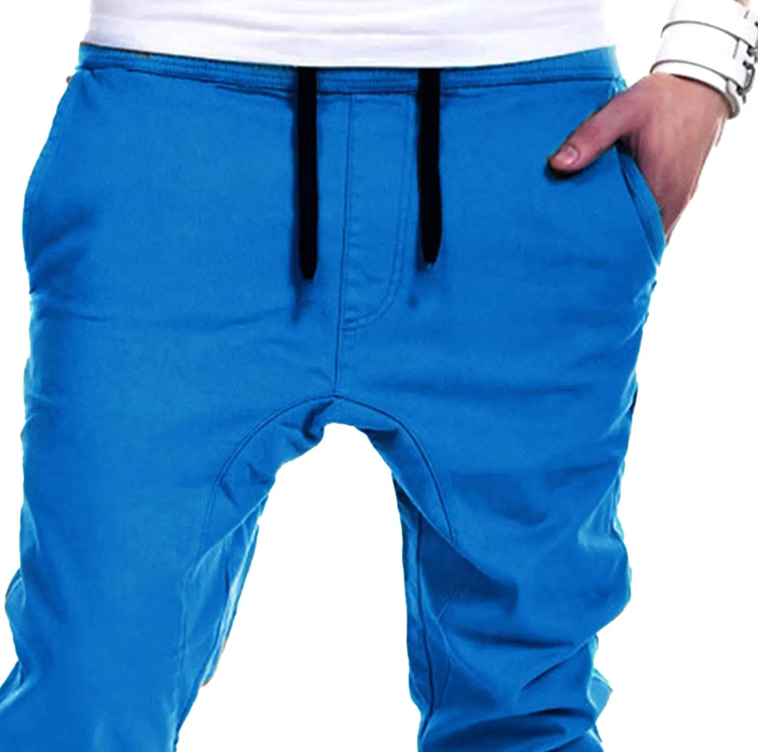 DGHM-JLMY Mens Slim Fit Joggers Tapered Joggers Drawstring Hiking Chino Pants Elastic Waist Cotton Casual Pants with Pockets