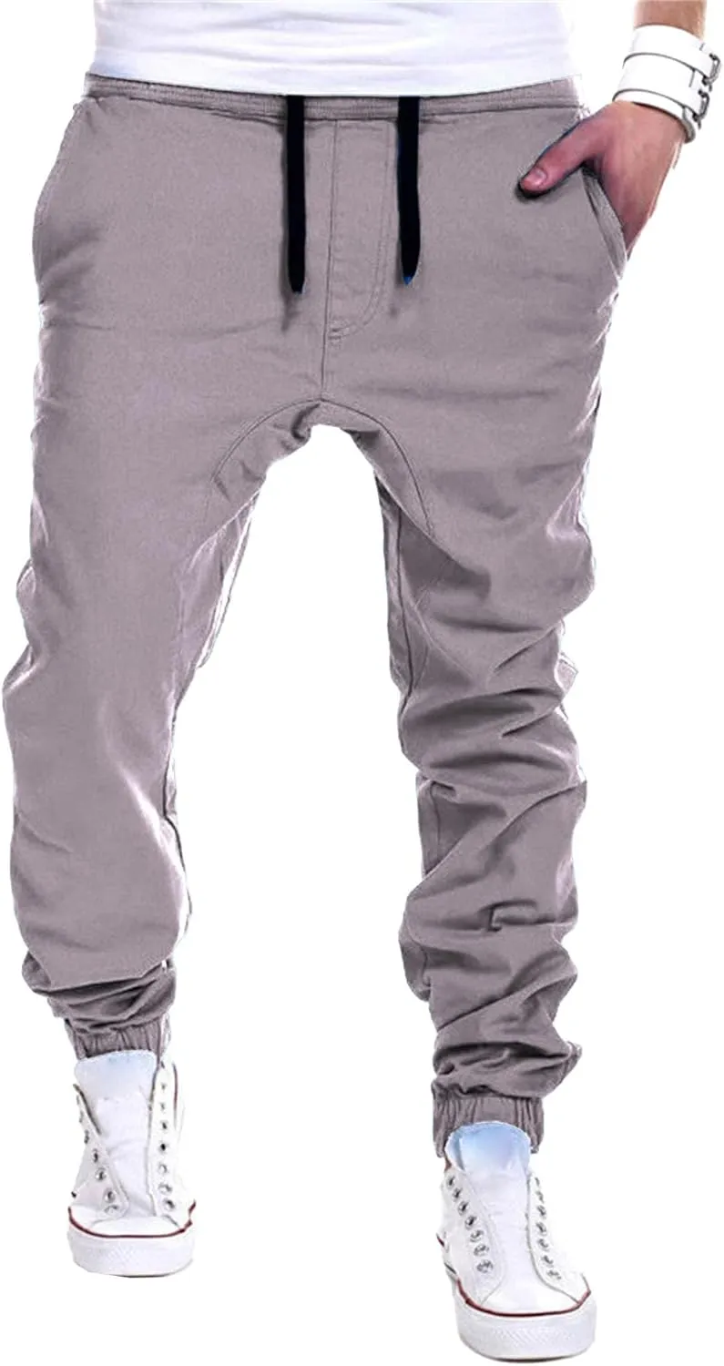DGHM-JLMY Mens Slim Fit Joggers Tapered Joggers Drawstring Hiking Chino Pants Elastic Waist Cotton Casual Pants with Pockets