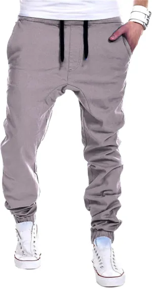 DGHM-JLMY Mens Slim Fit Joggers Tapered Joggers Drawstring Hiking Chino Pants Elastic Waist Cotton Casual Pants with Pockets