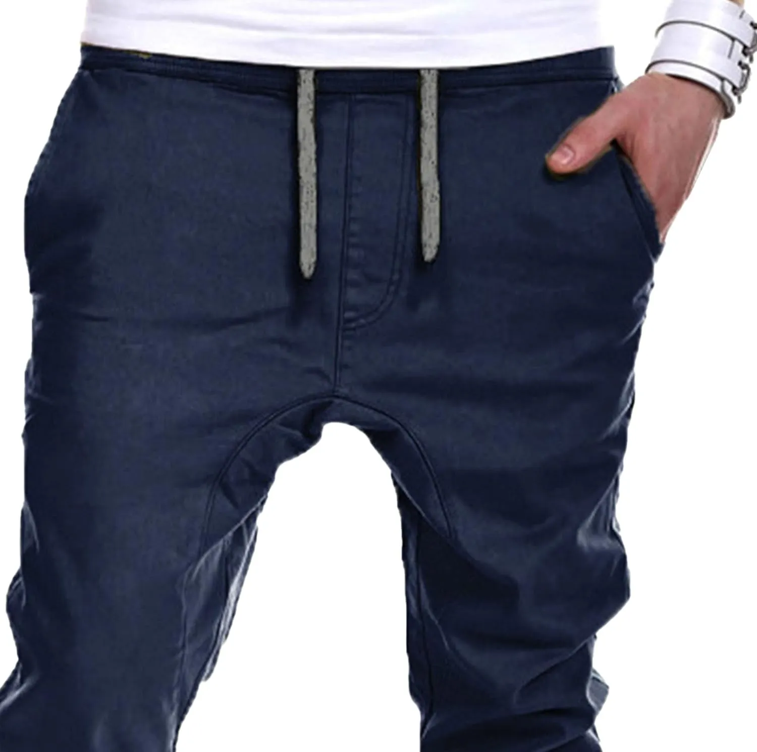 DGHM-JLMY Mens Slim Fit Joggers Tapered Joggers Drawstring Hiking Chino Pants Elastic Waist Cotton Casual Pants with Pockets