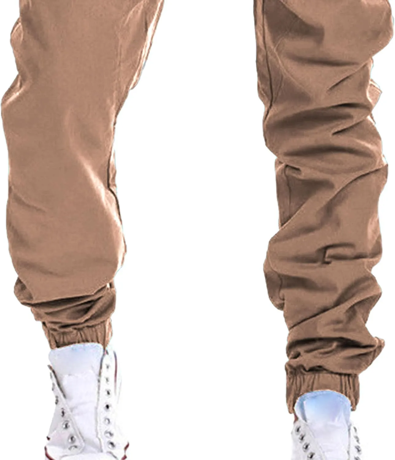 DGHM-JLMY Mens Slim Fit Joggers Tapered Joggers Drawstring Hiking Chino Pants Elastic Waist Cotton Casual Pants with Pockets