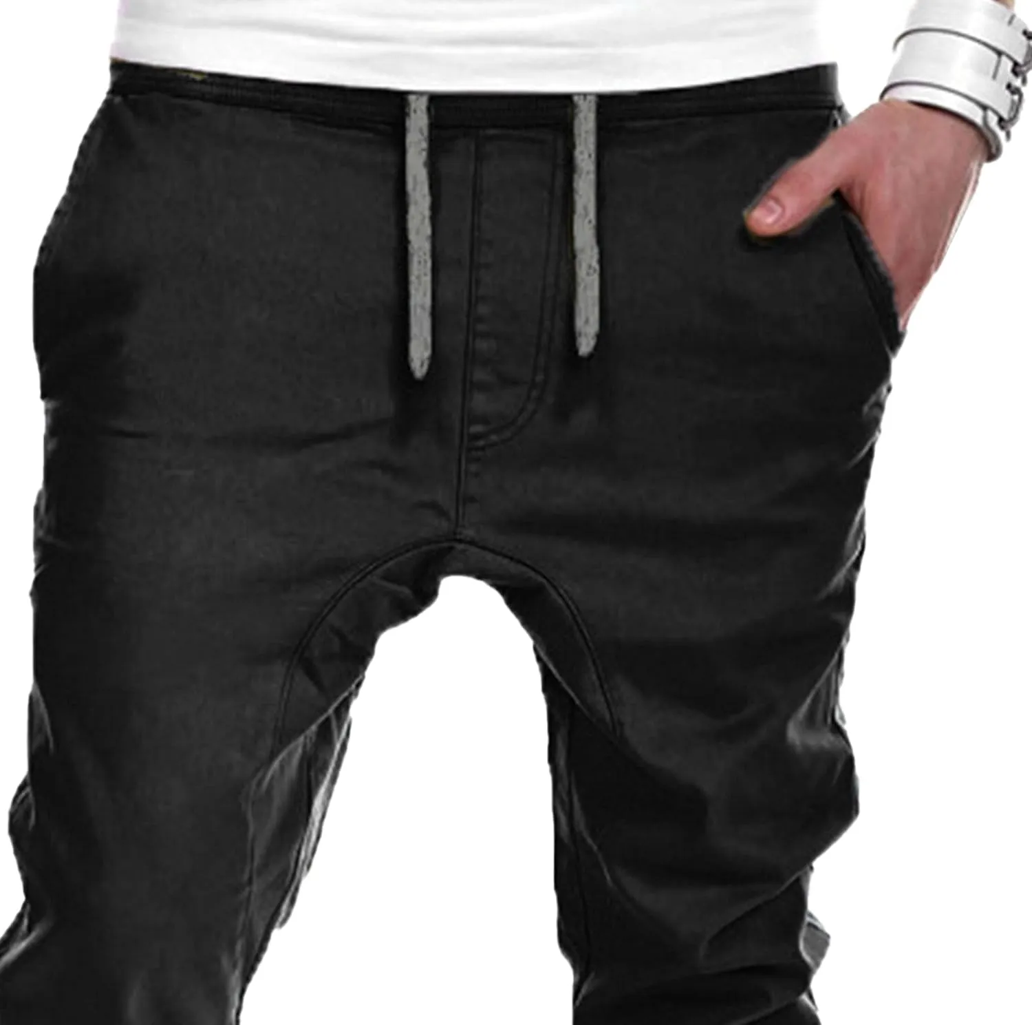 DGHM-JLMY Mens Slim Fit Joggers Tapered Joggers Drawstring Hiking Chino Pants Elastic Waist Cotton Casual Pants with Pockets