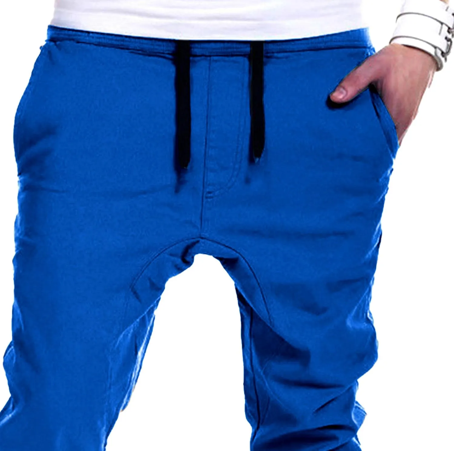 DGHM-JLMY Mens Slim Fit Joggers Tapered Joggers Drawstring Hiking Chino Pants Elastic Waist Cotton Casual Pants with Pockets