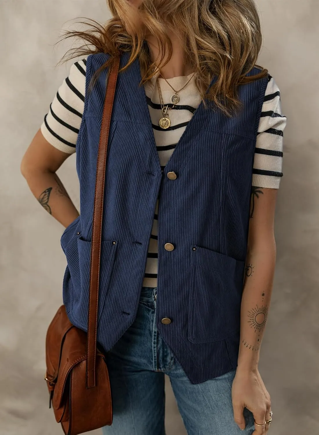 Dokotoo Womens Corduroy Vests Outerwear 2025 Button-Down Lightweight Waistcoat Sleeveless Jacket Casual Vest