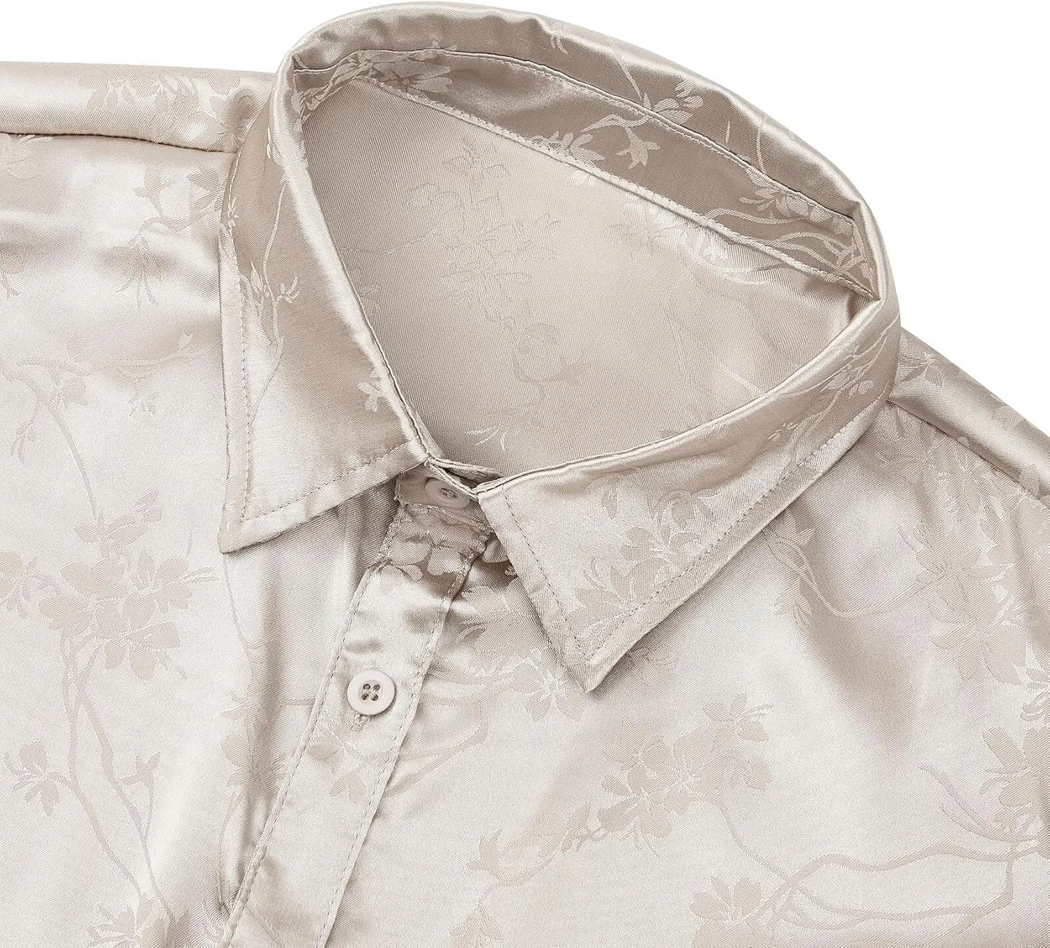 Durio Mens Silk Dress Shirts Jacquard Button Down Shirt Casual Button Up Shirts Long Sleeve Formal Shirts Prom Wedding