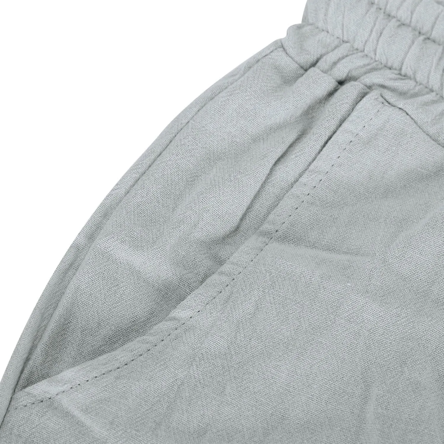 Elastic Waist Linen Shorts Women Knee Length Shorts Button Side Shorts High Waisted Bermuda Shorts with Pockets