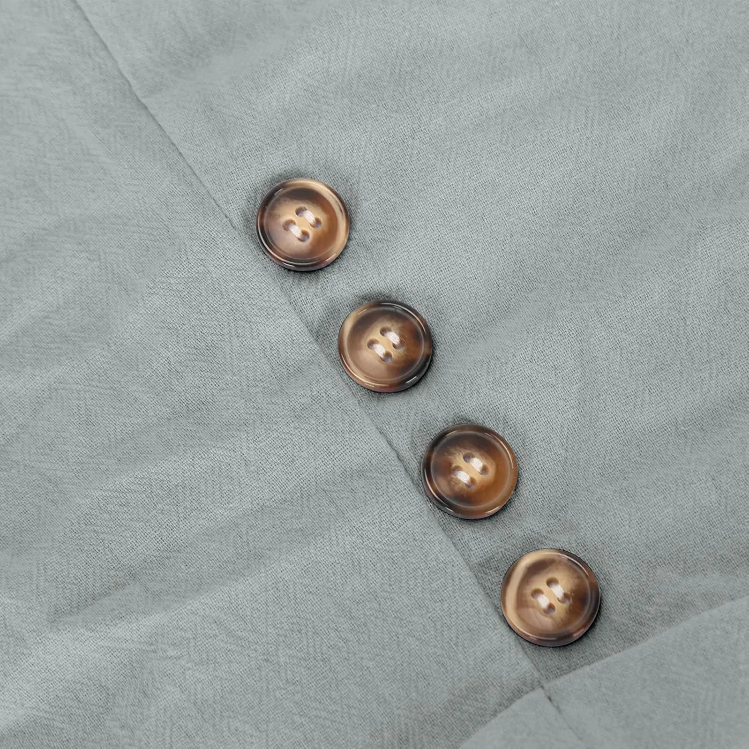 Elastic Waist Linen Shorts Women Knee Length Shorts Button Side Shorts High Waisted Bermuda Shorts with Pockets