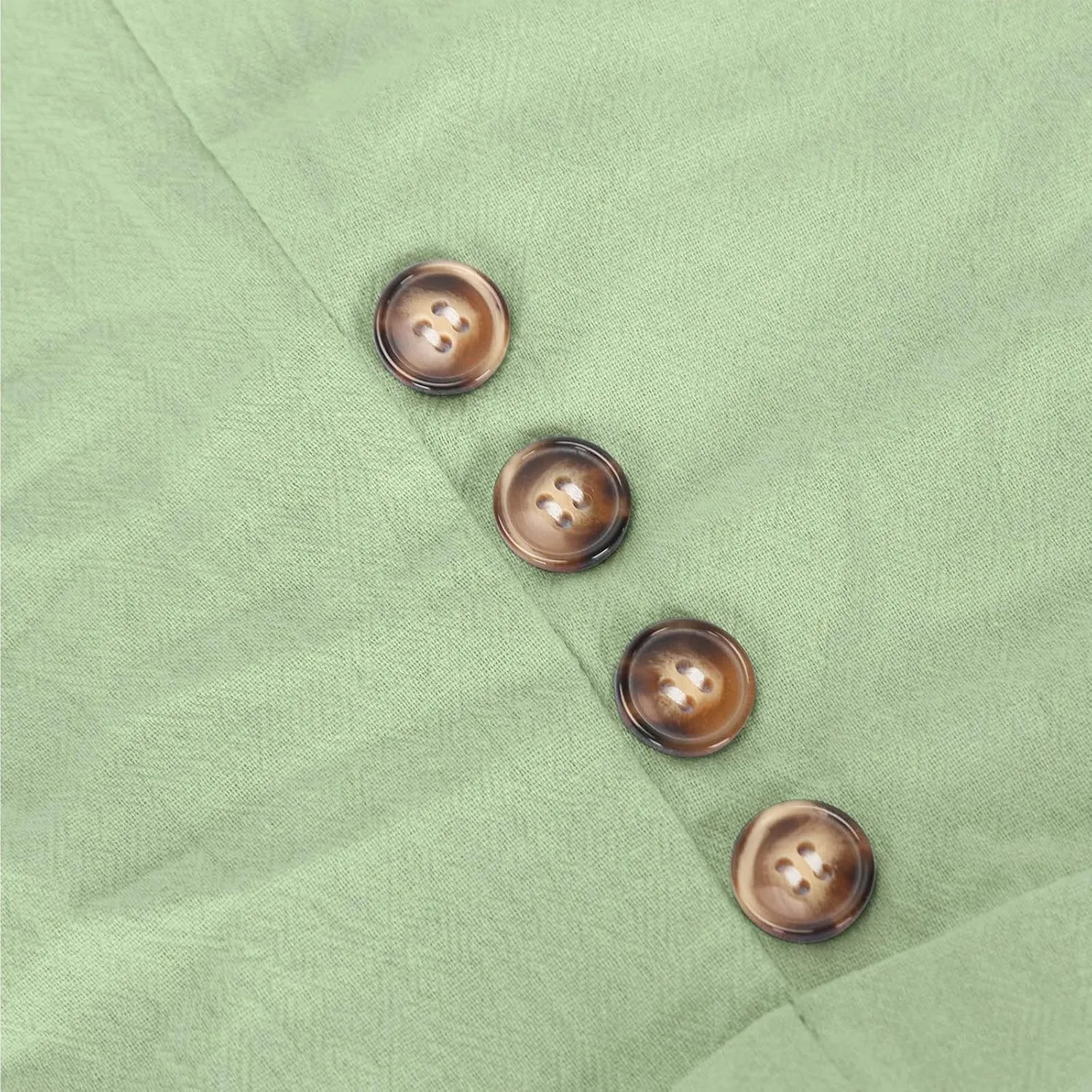 Elastic Waist Linen Shorts Women Knee Length Shorts Button Side Shorts High Waisted Bermuda Shorts with Pockets