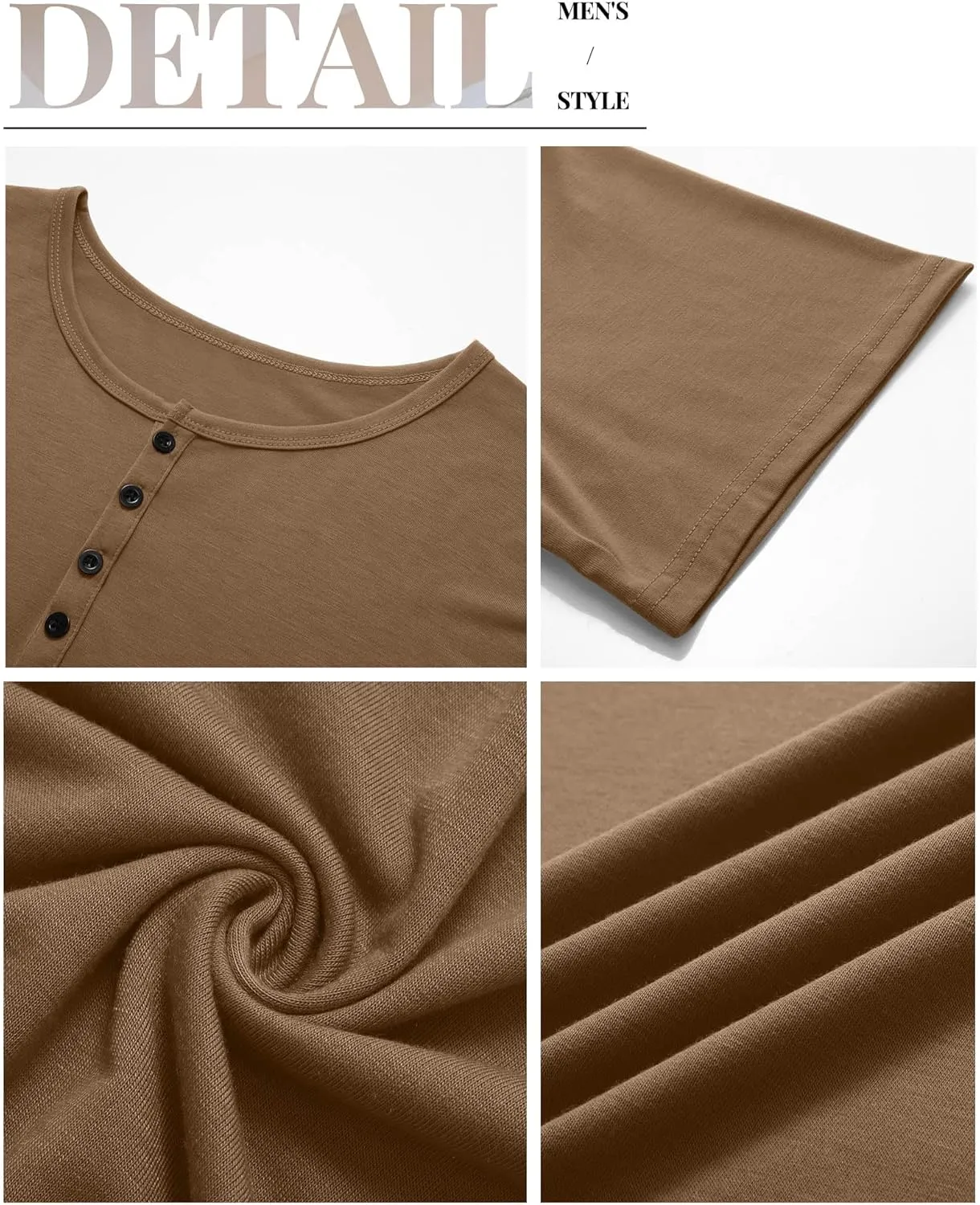 Ficerd 3 Pack Men's Big & Tall T-Shirts, Summer Short Sleeve Henley Shirts Casual Classic Vneck Button Oversized Tee Shirts