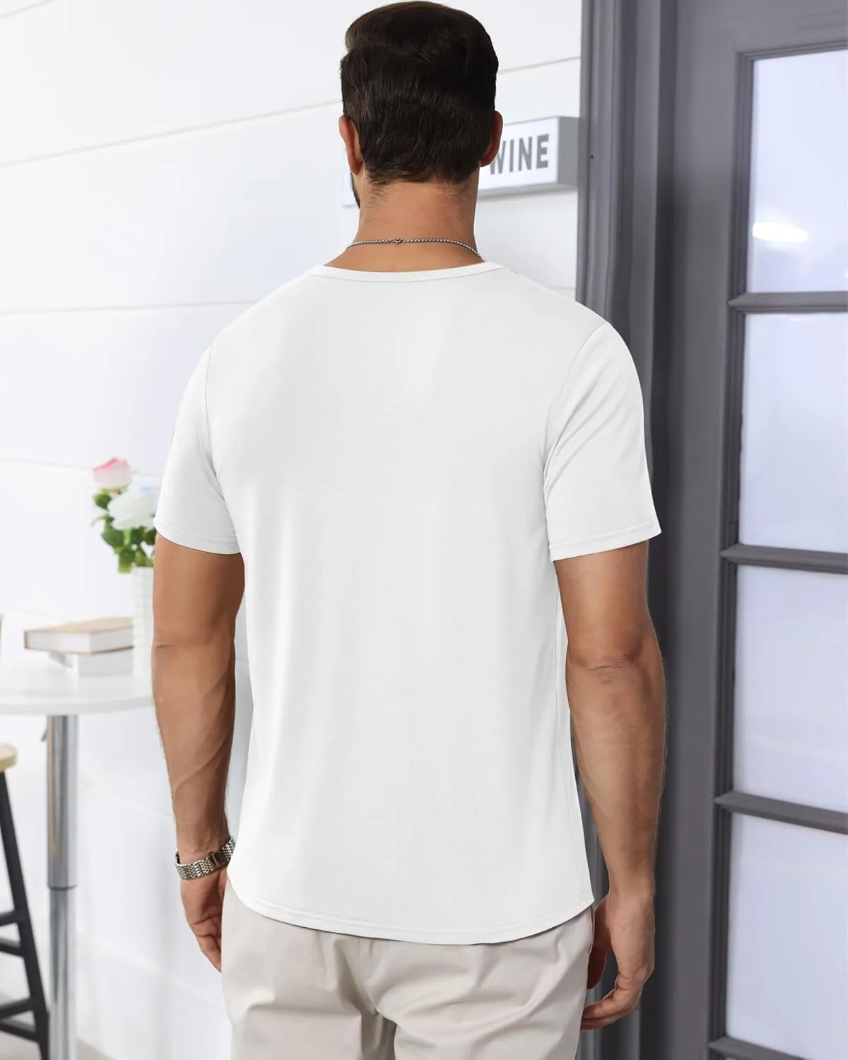 Ficerd 3 Pack Men's Big & Tall T-Shirts, Summer Short Sleeve Henley Shirts Casual Classic Vneck Button Oversized Tee Shirts