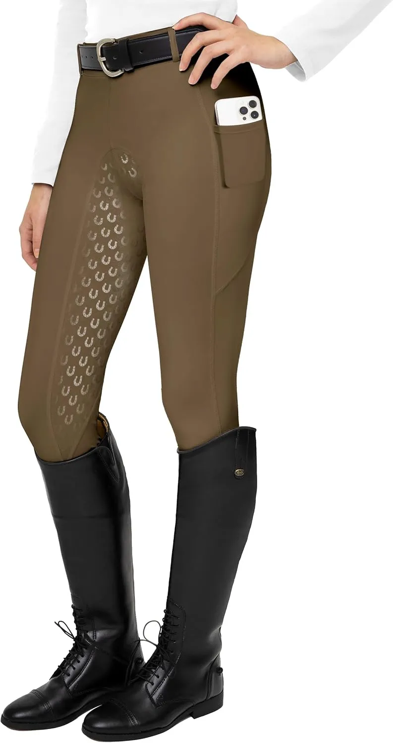 FitsT4 Sports Women's Full Seat Riding Tights Active Silicon Grip Horse Riding Tights Equestrian Breeches