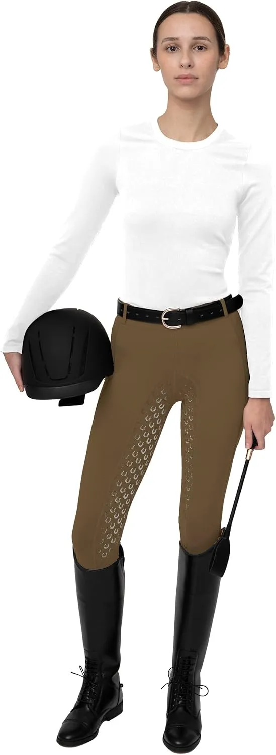 FitsT4 Sports Women's Full Seat Riding Tights Active Silicon Grip Horse Riding Tights Equestrian Breeches