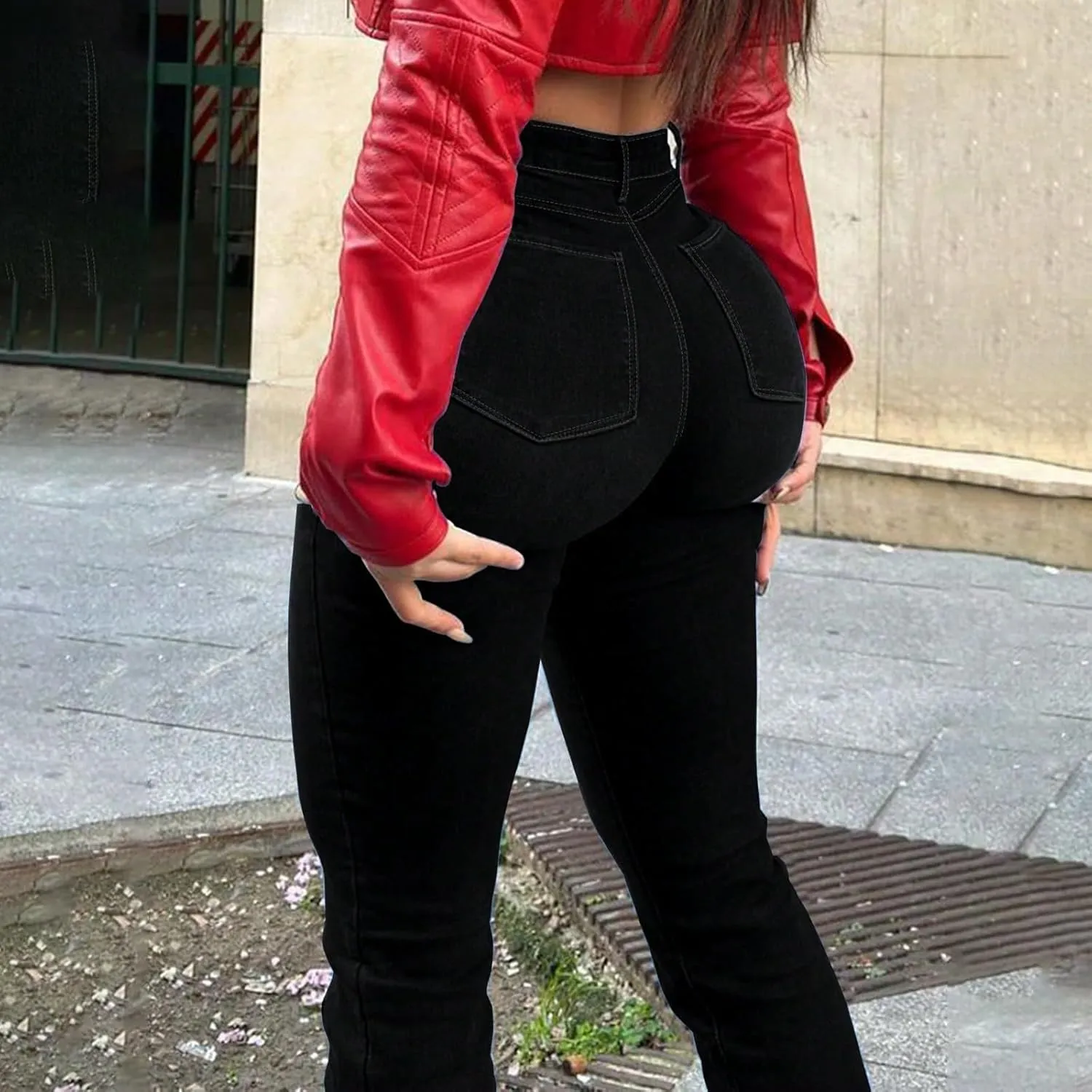 Flare Ripped Jeans Womens High Waisted Bell Bottom Distressed Jeans Skinny Bootcut Pants Denim Pants with Pockets