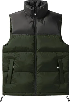 Flygo Mens Puffer Vest Lightweight Winter Outdoor Vests Warm Stand Collar Zip Sleeveless Jacket Outerwear