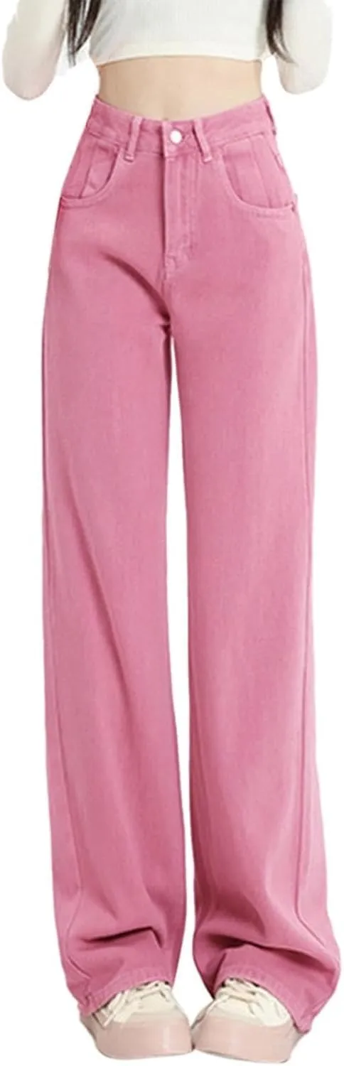FZVYD Women's High Waisted Jeans Boyfriend Baggy Straight Leg Casual Denim Pants Streetwear Plus Size Trousers with Pockets
