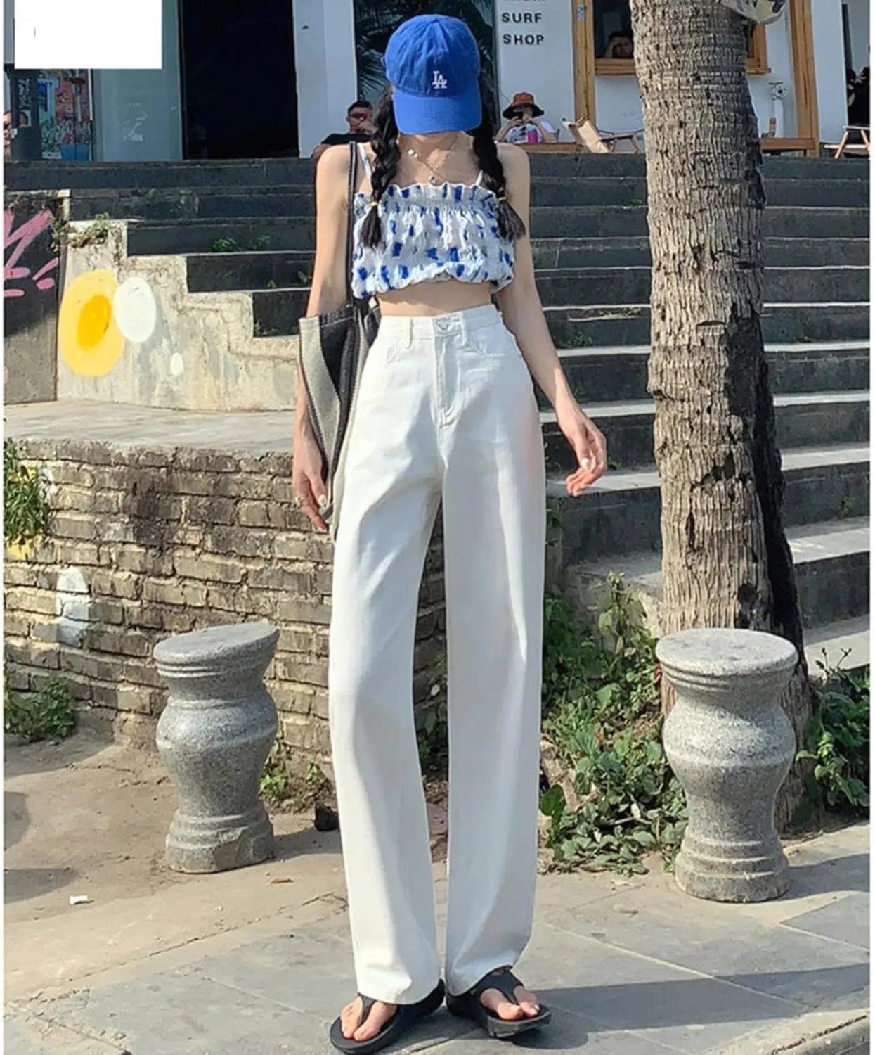 FZVYD Women's High Waisted Jeans Boyfriend Baggy Straight Leg Casual Denim Pants Streetwear Plus Size Trousers with Pockets