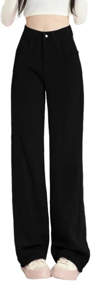 FZVYD Women's High Waisted Jeans Boyfriend Baggy Straight Leg Casual Denim Pants Streetwear Plus Size Trousers with Pockets