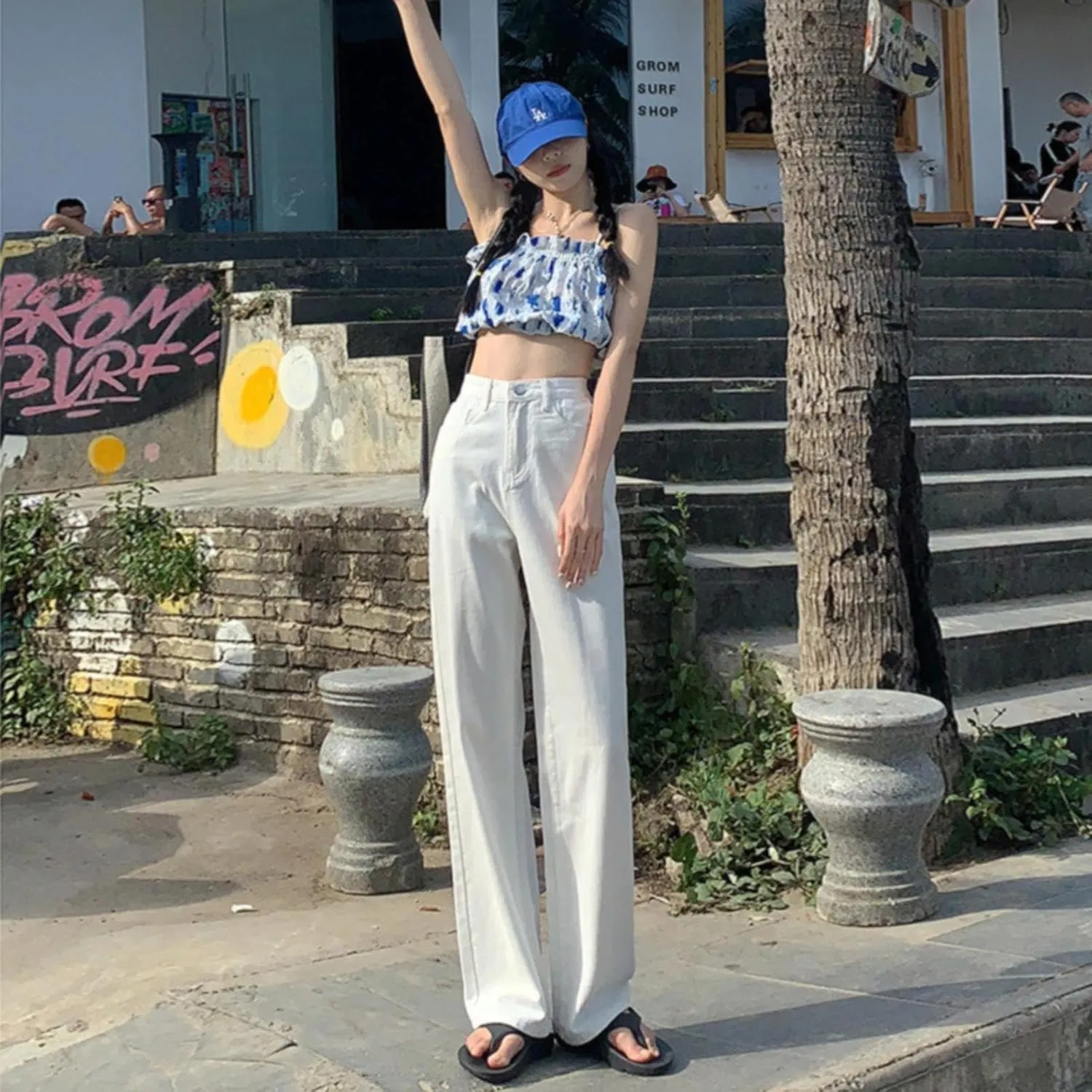 FZVYD Women's High Waisted Jeans Boyfriend Baggy Straight Leg Casual Denim Pants Streetwear Plus Size Trousers with Pockets