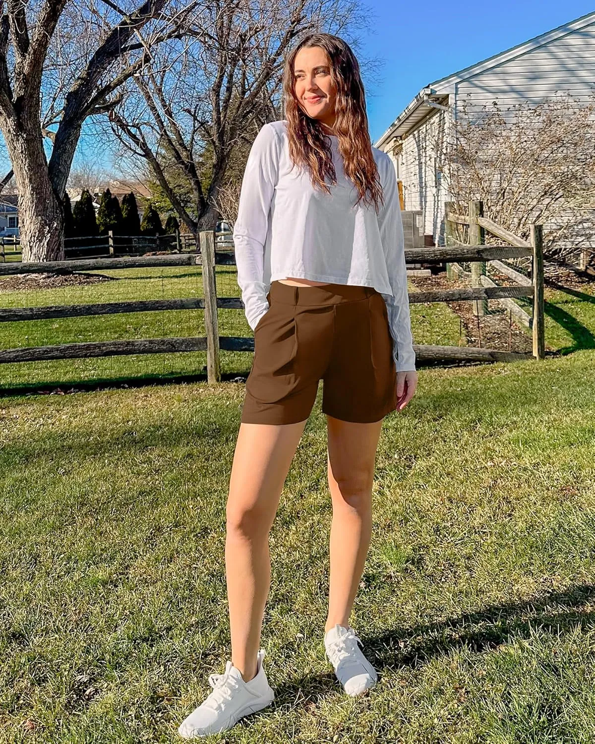 G4Free 2025 Trendy Shorts for Women Dressy Casual High Waisted Lounge Summer Pleated Shorts with Pockets