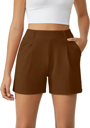 G4Free 2025 Trendy Shorts for Women Dressy Casual High Waisted Lounge Summer Pleated Shorts with Pockets