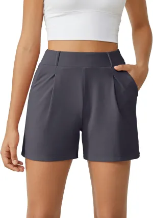 G4Free 2025 Trendy Shorts for Women Dressy Casual High Waisted Lounge Summer Pleated Shorts with Pockets