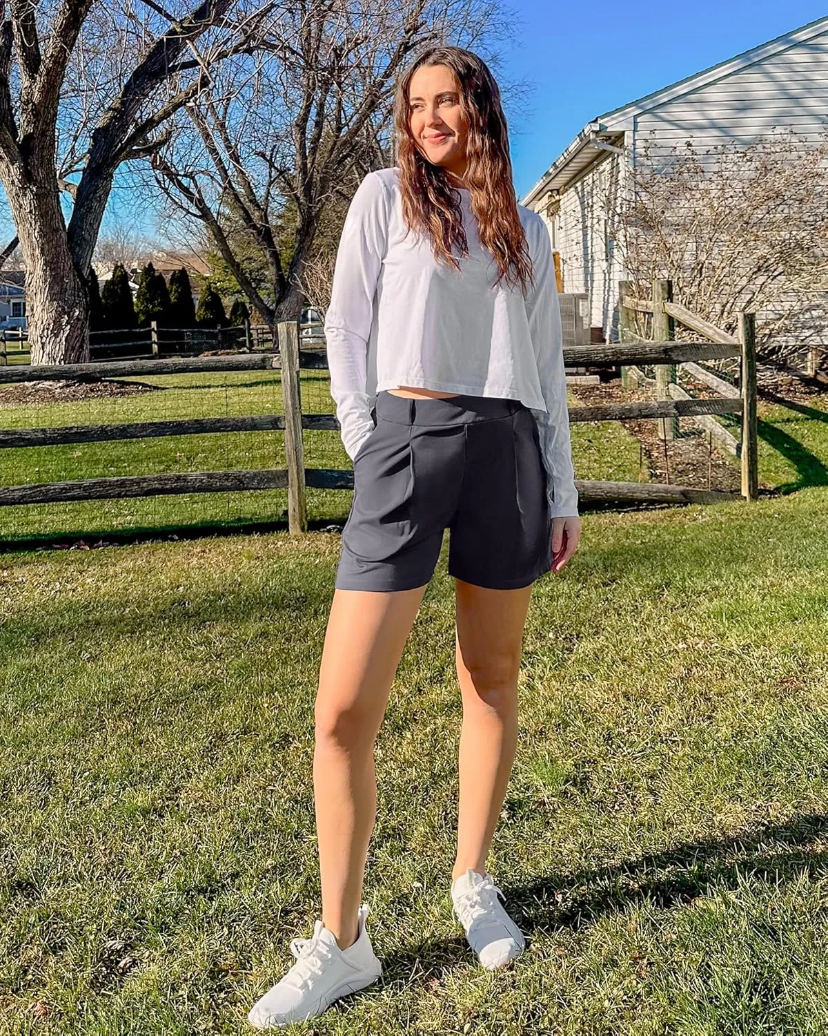 G4Free 2025 Trendy Shorts for Women Dressy Casual High Waisted Lounge Summer Pleated Shorts with Pockets
