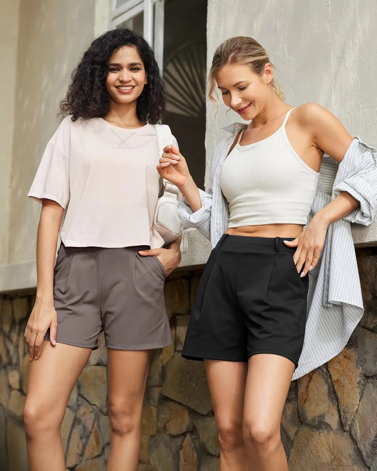 G4Free 2025 Trendy Shorts for Women Dressy Casual High Waisted Lounge Summer Pleated Shorts with Pockets