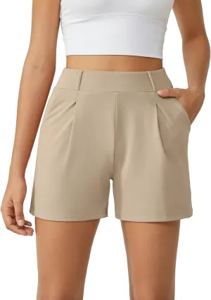 G4Free 2025 Trendy Shorts for Women Dressy Casual High Waisted Lounge Summer Pleated Shorts with Pockets