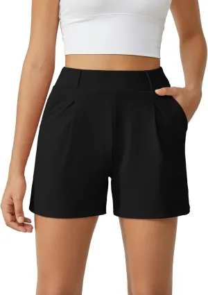 G4Free 2025 Trendy Shorts for Women Dressy Casual High Waisted Lounge Summer Pleated Shorts with Pockets