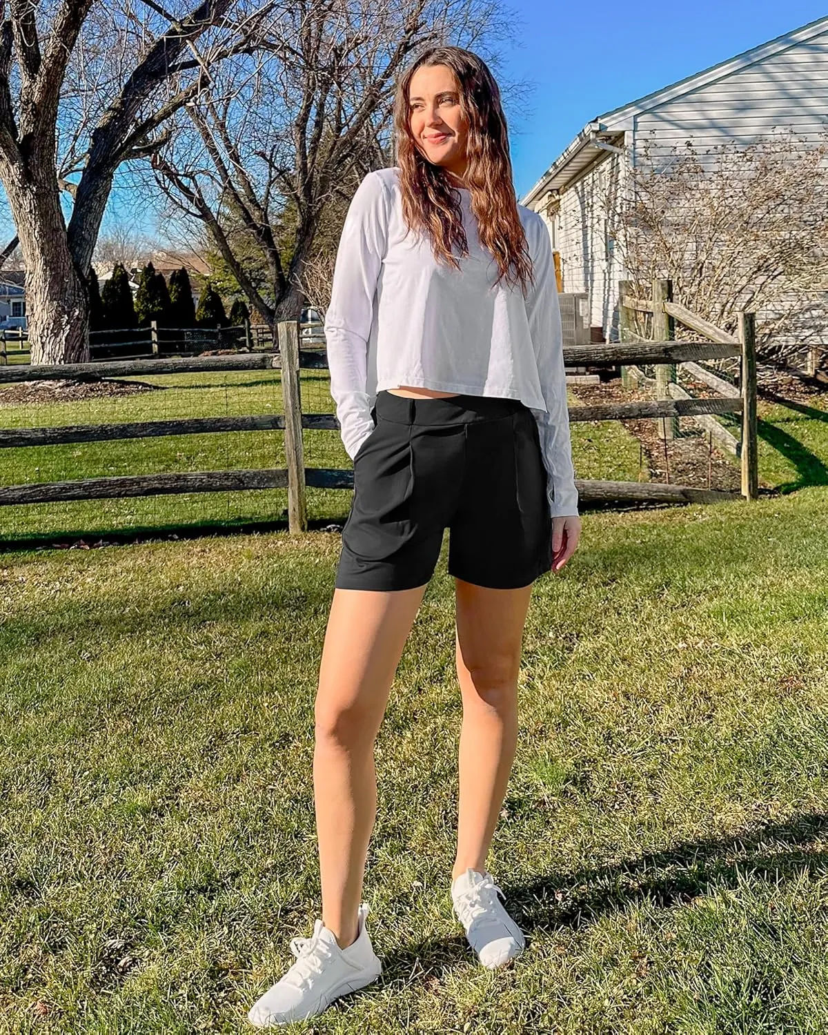 G4Free 2025 Trendy Shorts for Women Dressy Casual High Waisted Lounge Summer Pleated Shorts with Pockets