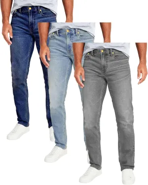 Galaxy by Harvic Men's 3-Pack Flex Stretch Slim Straight Jeans with 5 Pocket Ultimate Comfort Pants (Sizes, 30-42)
