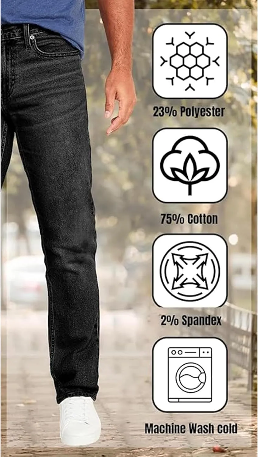 Galaxy by Harvic Men's 3-Pack Flex Stretch Slim Straight Jeans with 5 Pocket Ultimate Comfort Pants (Sizes, 30-42)