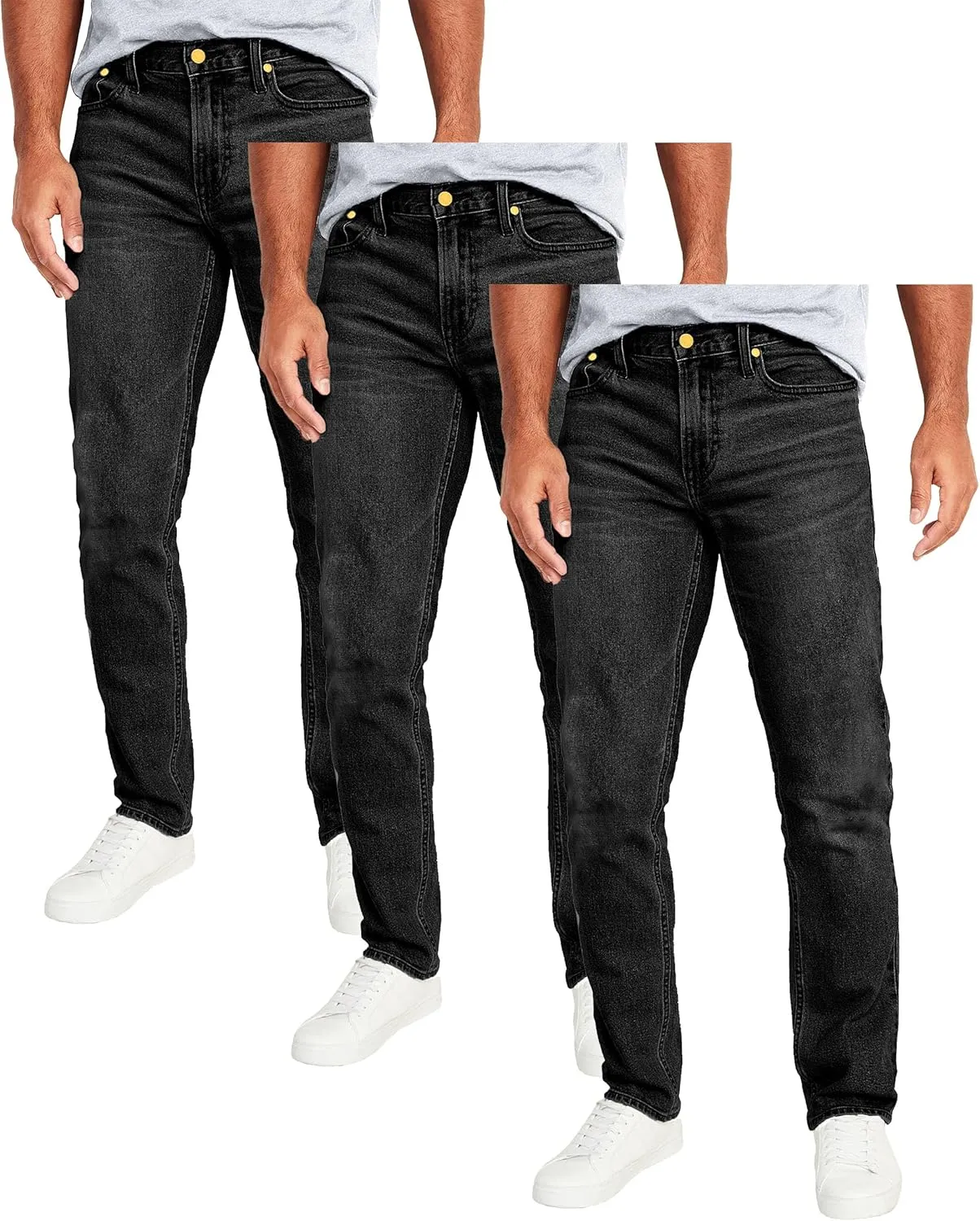 Galaxy by Harvic Men's 3-Pack Flex Stretch Slim Straight Jeans with 5 Pocket Ultimate Comfort Pants (Sizes, 30-42)