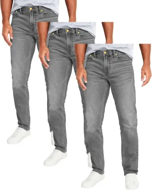 Galaxy by Harvic Men's 3-Pack Flex Stretch Slim Straight Jeans with 5 Pocket Ultimate Comfort Pants (Sizes, 30-42)
