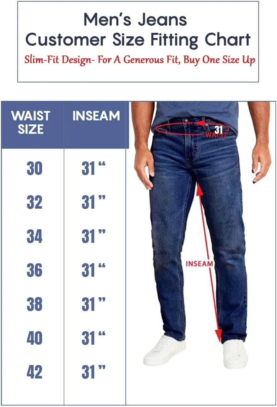 Galaxy by Harvic Men's 3-Pack Flex Stretch Slim Straight Jeans with 5 Pocket Ultimate Comfort Pants (Sizes, 30-42)