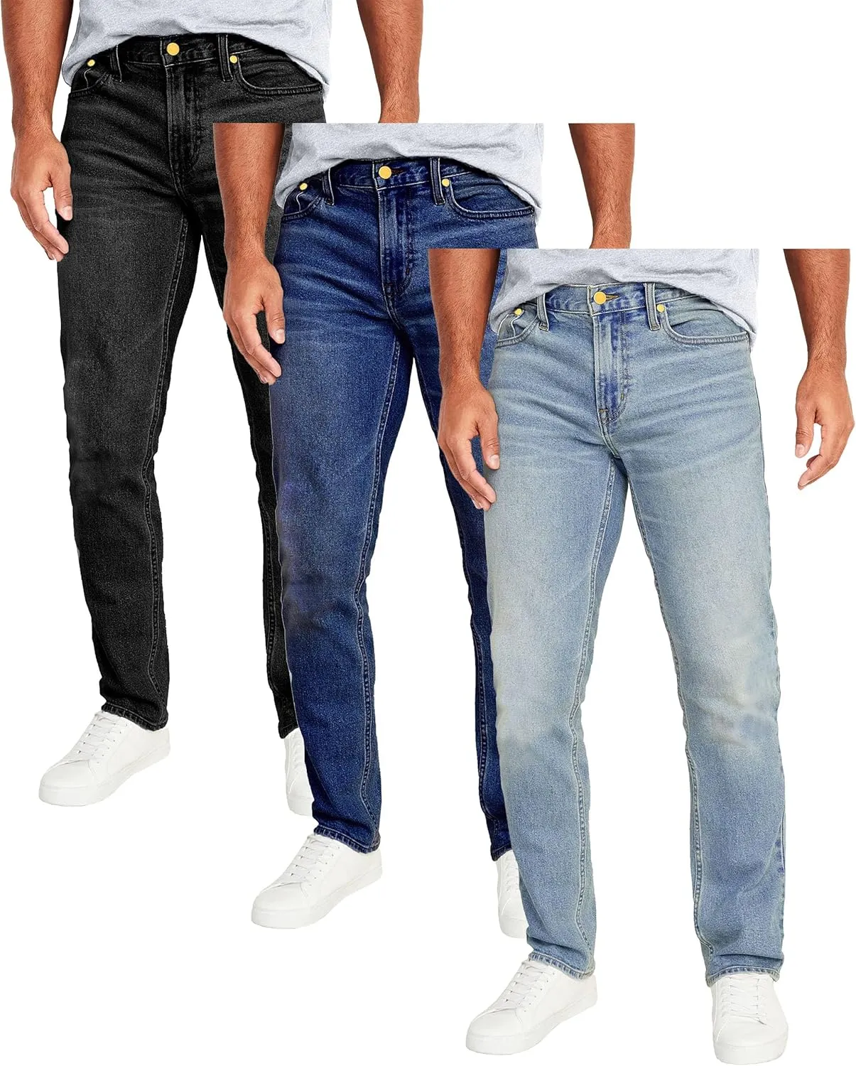 Galaxy by Harvic Men's 3-Pack Flex Stretch Slim Straight Jeans with 5 Pocket Ultimate Comfort Pants (Sizes, 30-42)