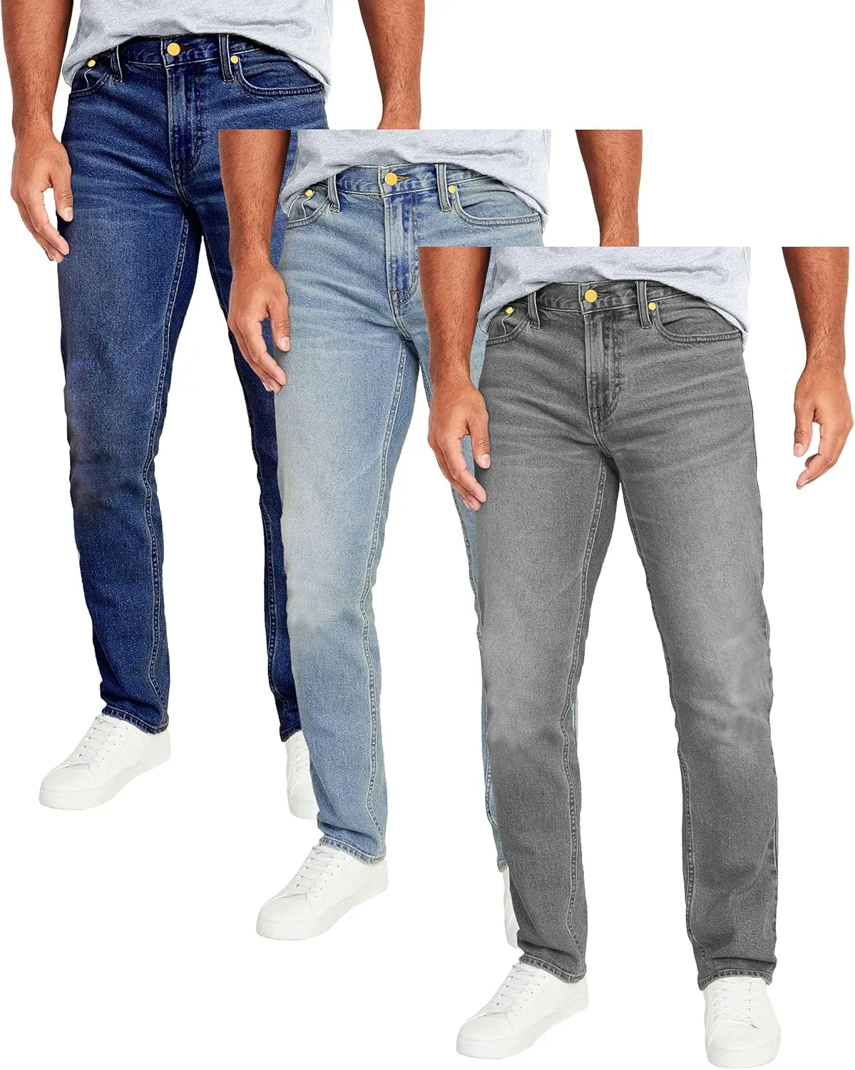 Galaxy by Harvic Men's 3-Pack Flex Stretch Slim Straight Jeans with 5 Pocket Ultimate Comfort Pants (Sizes, 30-42)