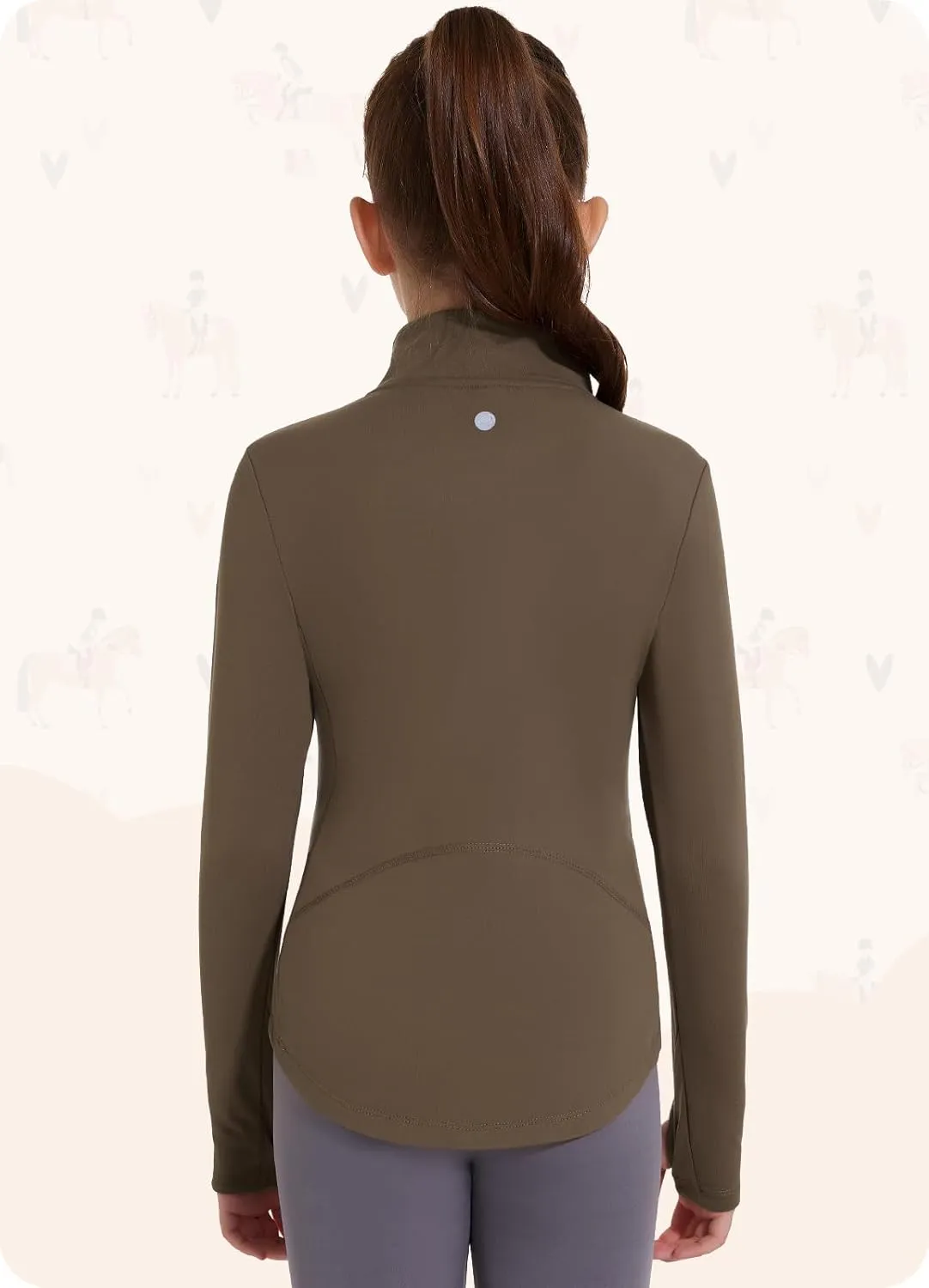 Girls Fleece Long Sleeve Shirts Half Zip Water Resistant Fall Jacket Athletic Horse Riding Sweatshirts w Pockets