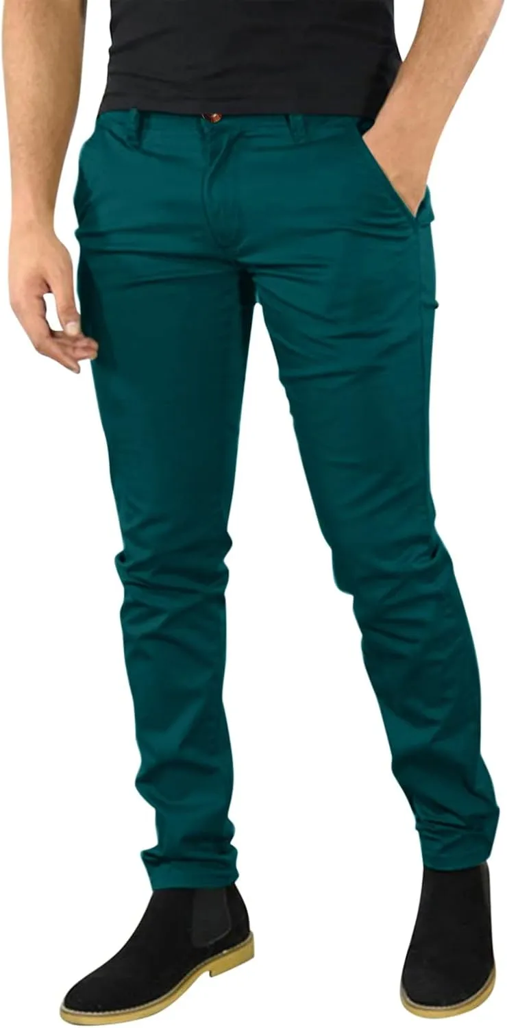 GOKKILRW Mens Chinos Slim Fit Skinny Dress Pants Flat Front Stretch Business Work Tapered Pants Comfy Casual Solid Golf Pants